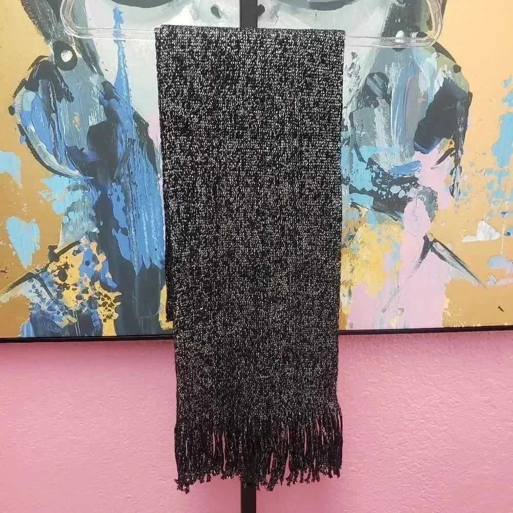 Sag Harbor Black and Silver Metallic Scarf